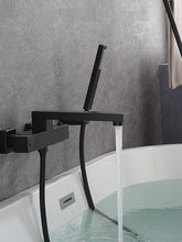 Bathtub Faucet Black Wall Mounted, Bathroom Faucet Bath Roman Tub Filler Mixer Tap Brass, 2 Hole Sprayer with Cold Hot Water Hose